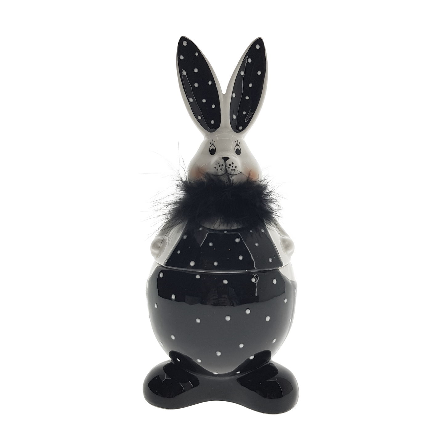 Viv! Home Luxuries Paasdecoratie - Paashaas eierschaal - zwart wit - 27cm