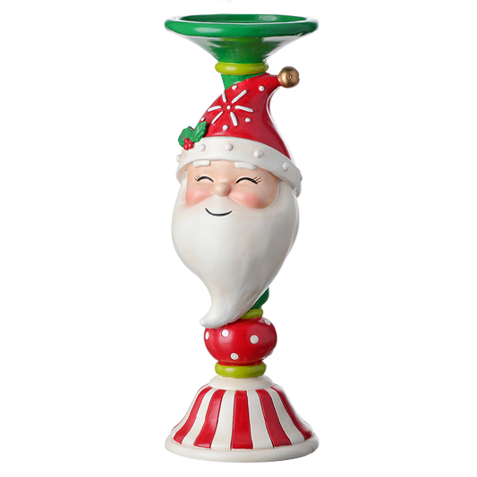 Viv! Christmas Kerst Tafeldecoratie - Kandelaar Kerstman - rood groen wit - 31cm