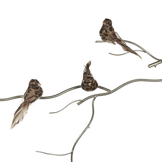 Viv! Home Luxuries Christmas decoration - Birds panther print on clip - set of 3 - brown - 14cm