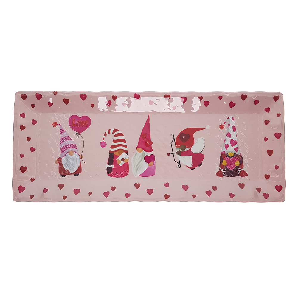 Viv! Home Luxuries Valentijnsdecoratie - Serveerschaal Gnomes hartjes - Roze - 48x20cm - Valentijn