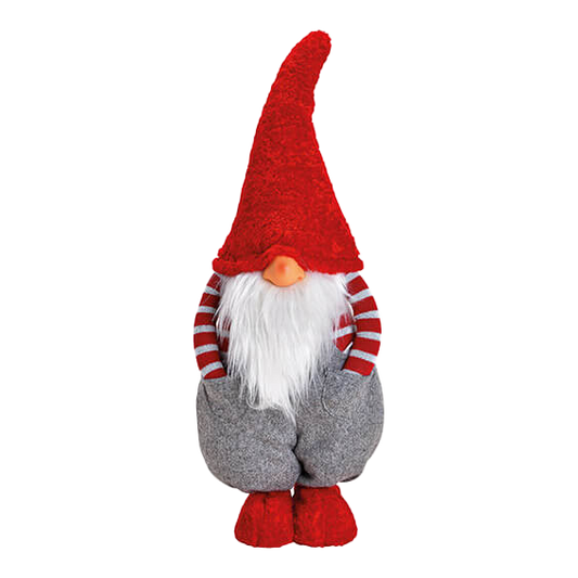 Viv! Christmas Kerstbeeld - Verlegen Gnoom - rood grijs - 55cm