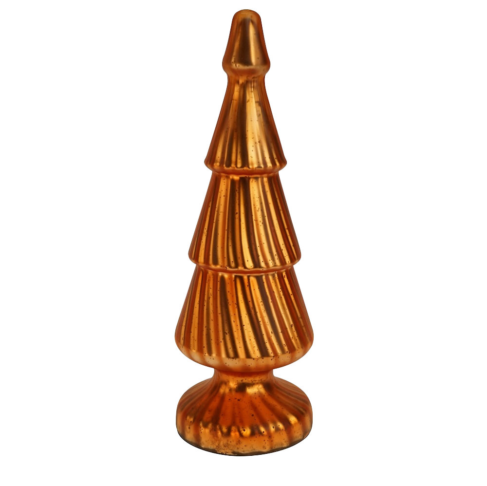Viv! Christmas Kerstbeeld - Glazen Kerstboom - glas - mat oranje - 36cm