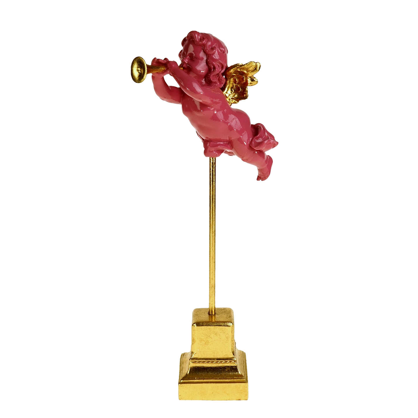 Viv! Christmas Kerstbeeld - Engel op Voetstuk - roze goud - 45cm