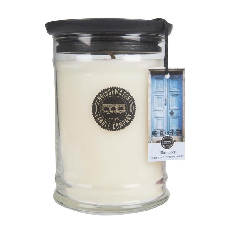 Bridgewater small jar candle Blue Door - licht frisse geur van mandarijn en cederhout - Viv! Home Luxuries