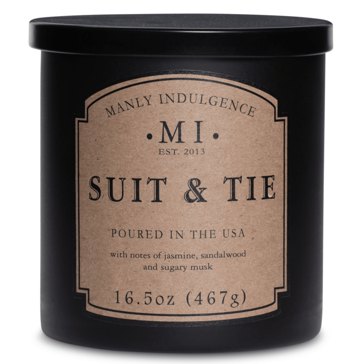 Colonial Candle - Manly Indulgence Classic - Suit & Tie - met noten van jasmijn, sandalwood en musk - mannelijke geurkaas - Viv! Home Luxuries