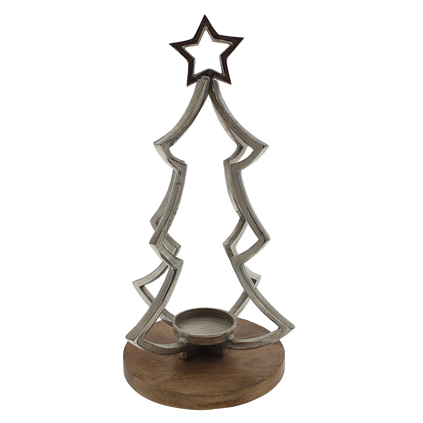Viv! Home Luxuries Candlestick Christmas tree - metal wood - brown silver - 48cm