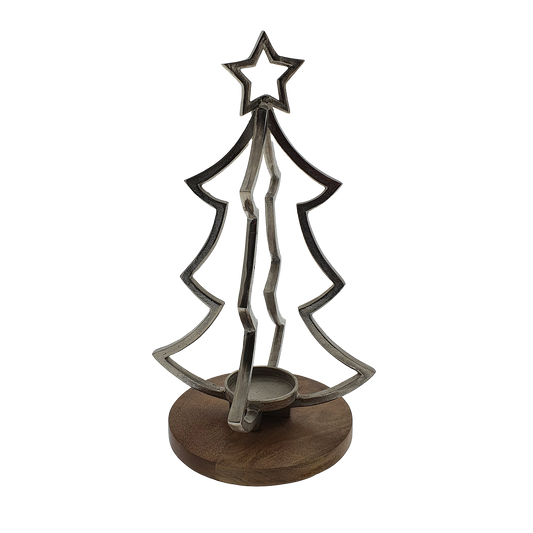 Viv! Home Luxuries Candlestick Christmas tree - metal wood - brown silver - 48cm