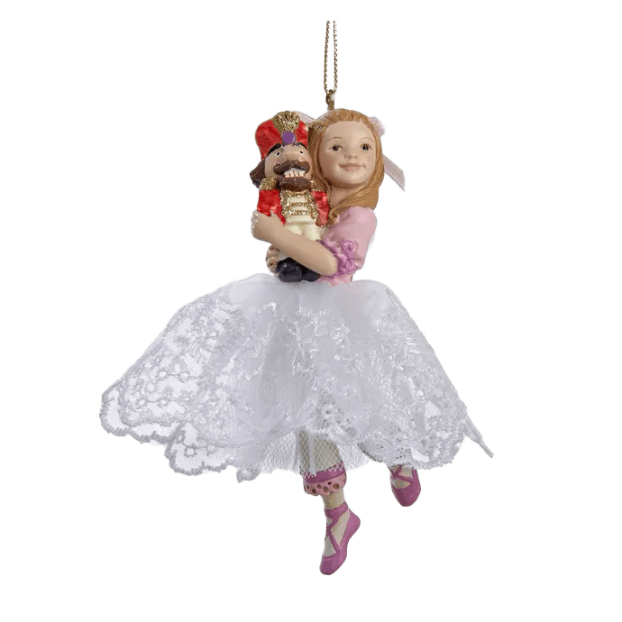 Kurt S. Adler Kerstornament - Ballerina 'Clara' met notenkraker - roze wit - 12,5cm - Viv! Home Luxuries