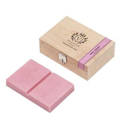 Vellutier Rosy Cheeks - wax melt - 16 branduren - houten kistje - Viv! Home Luxuries