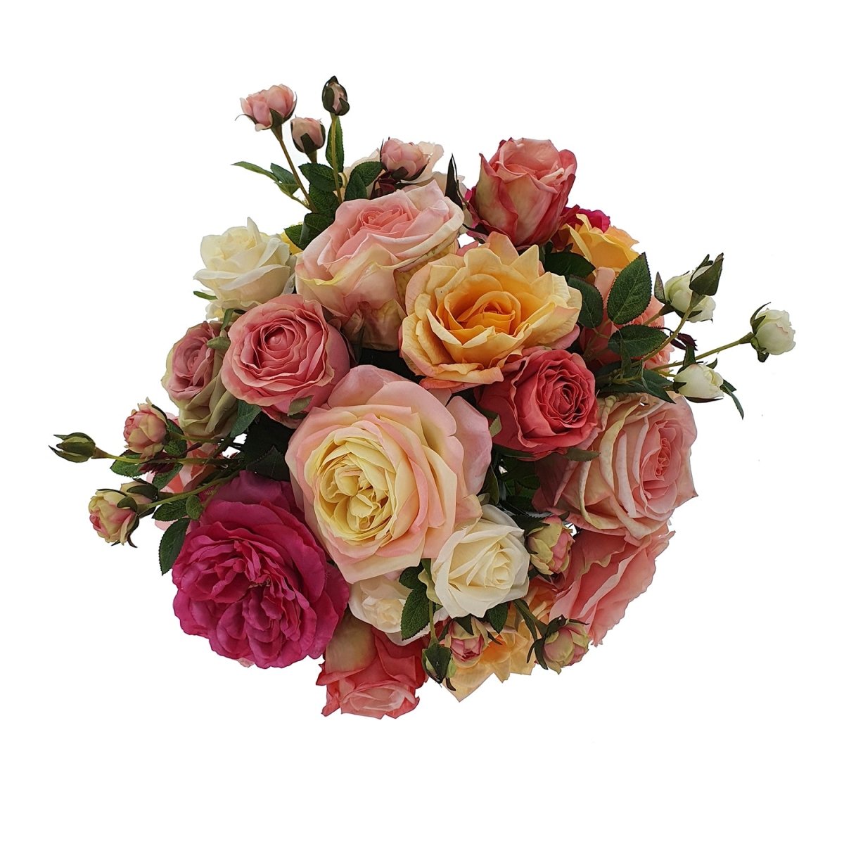Viv! Home Luxuries Boeket Rose Garden - inclusief vaas - perzik roze geel wit - Topkwaliteit - Viv! Home Luxuries