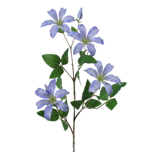 Viv! Home Luxuries Clematis - zijden bloem - blauw - groot - 95cm - topkwaliteit - Viv! Home Luxuries