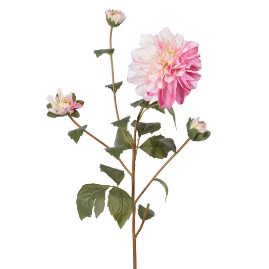 Viv! Home Luxuries Dahlia - zijden bloem - roze wit - 80cm - topkwaliteit - Viv! Home Luxuries