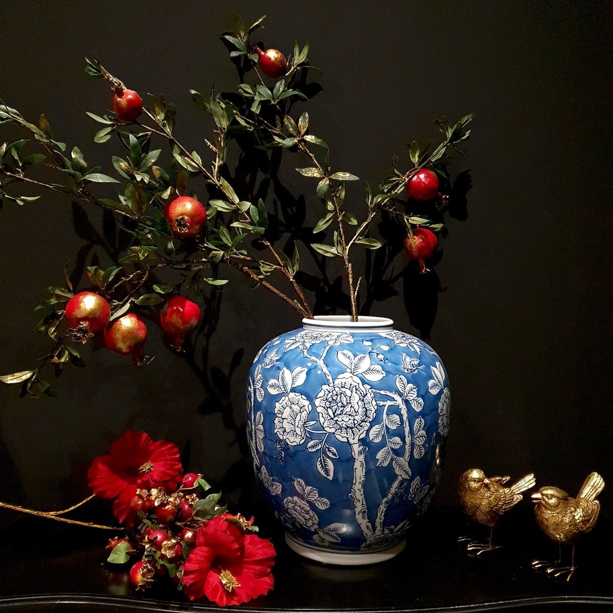 Viv! Home Luxuries Granaatappel decoratietak- Kerst - kunstbloem - rood goud - topkwaliteit - Viv! Home Luxuries