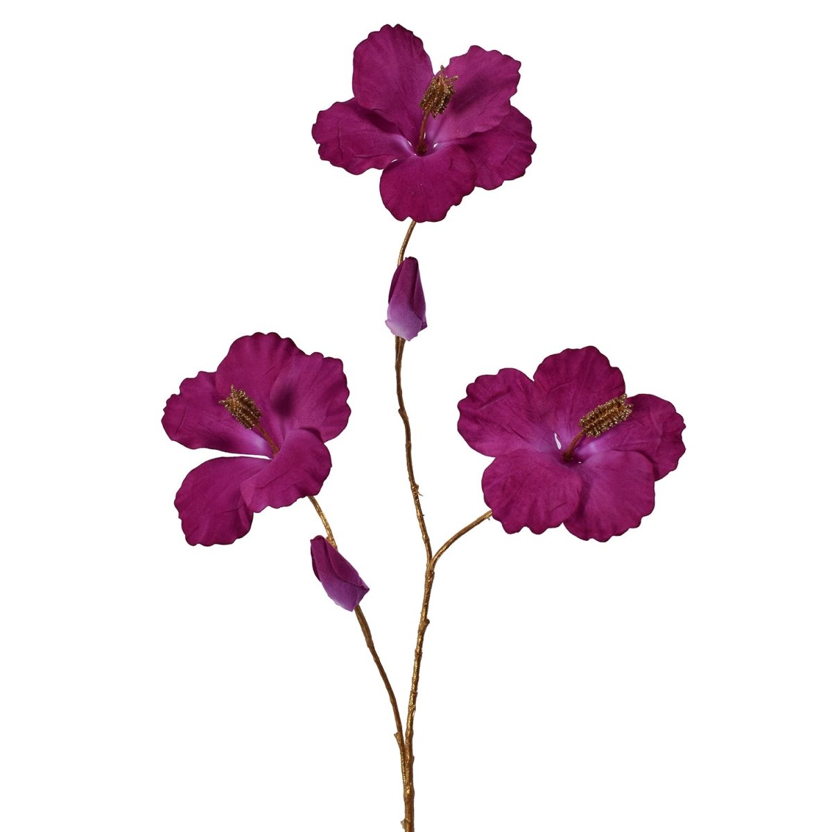 Viv! Home Luxuries Hibiscus - zijden bloem - roze met goud - 85cm - topkwaliteit - Viv! Home Luxuries