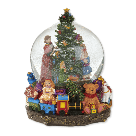 Viv! Home Luxuries Kerst Sneeuwbol incl. muziekdoos - Kerstboom en speelgoed - groen - groot! - 21 cm - Viv! Home Luxuries